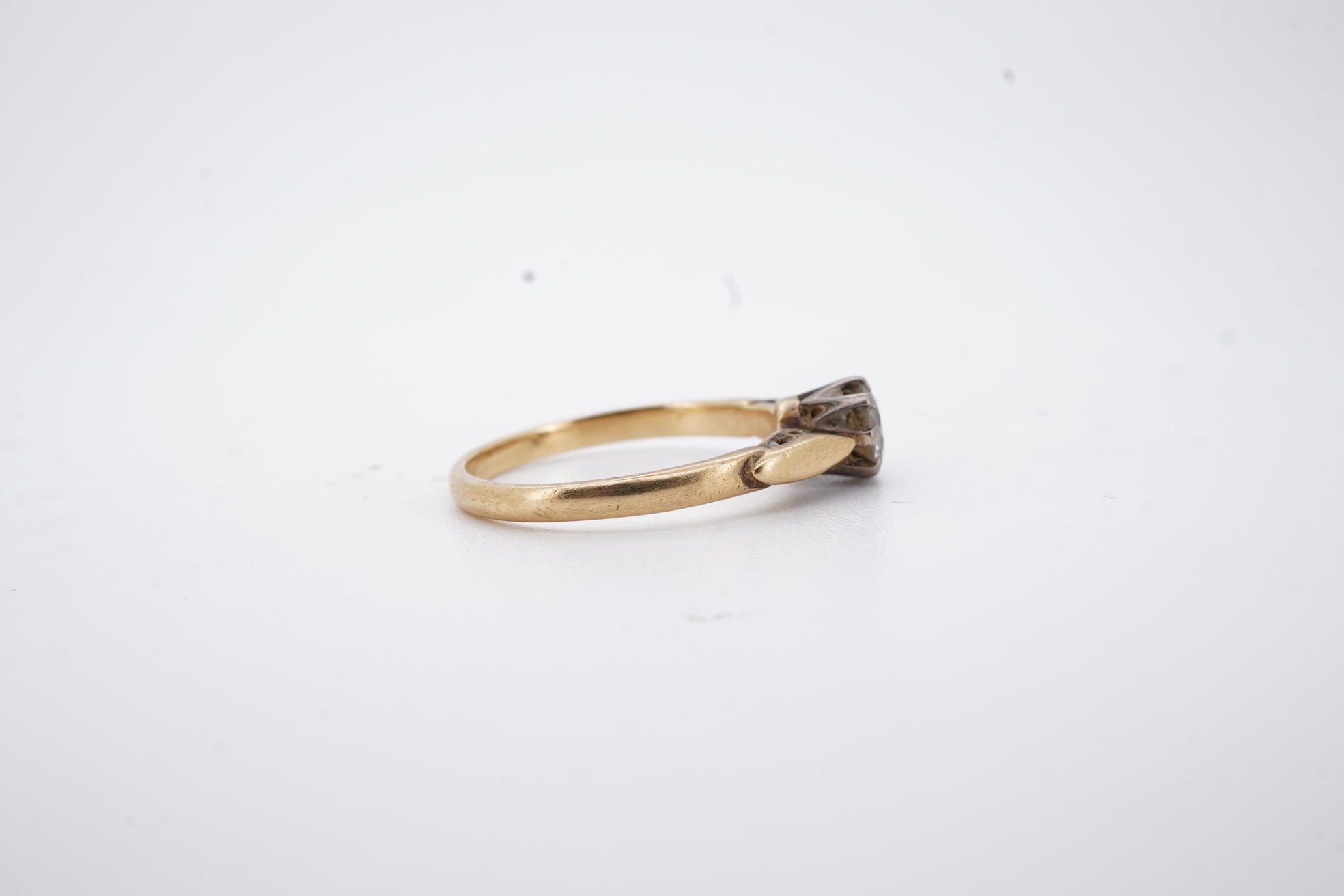 An 18ct and solitaire diamond set ring, the stone weighing approximately 0.30ct, size N, gross weight 2.8 grams.
